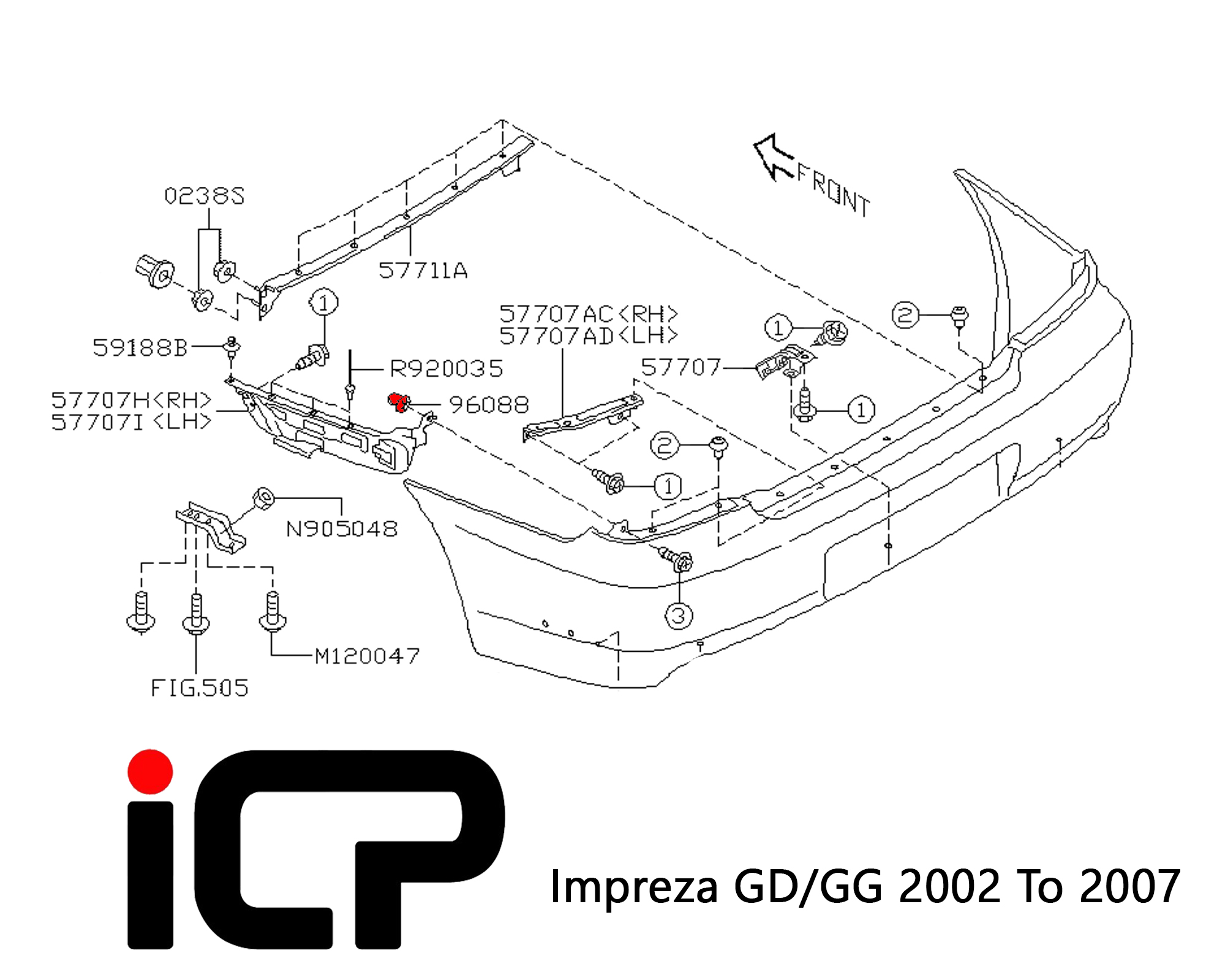 genuine subaru side skirt rear bumper screw grommet 96056FA010