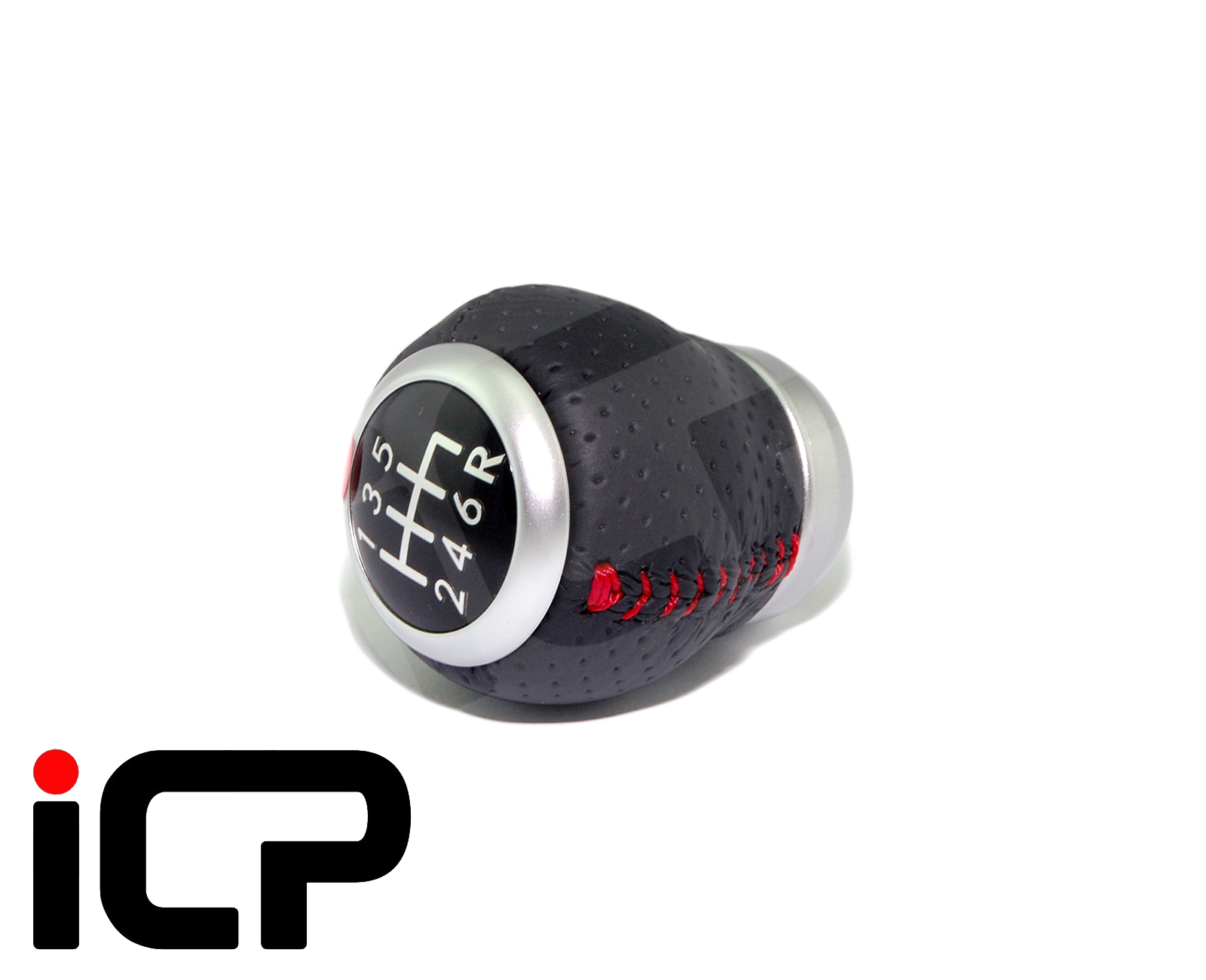 Leather Red Stitch 6 Speed Gear Knob - Import Car Parts