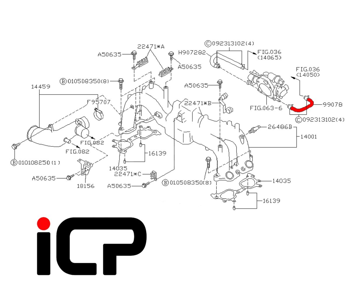 genuine subaru throttle body coolant hose 99078AA000
