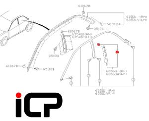 RH Window Finisher Trim Red Clip